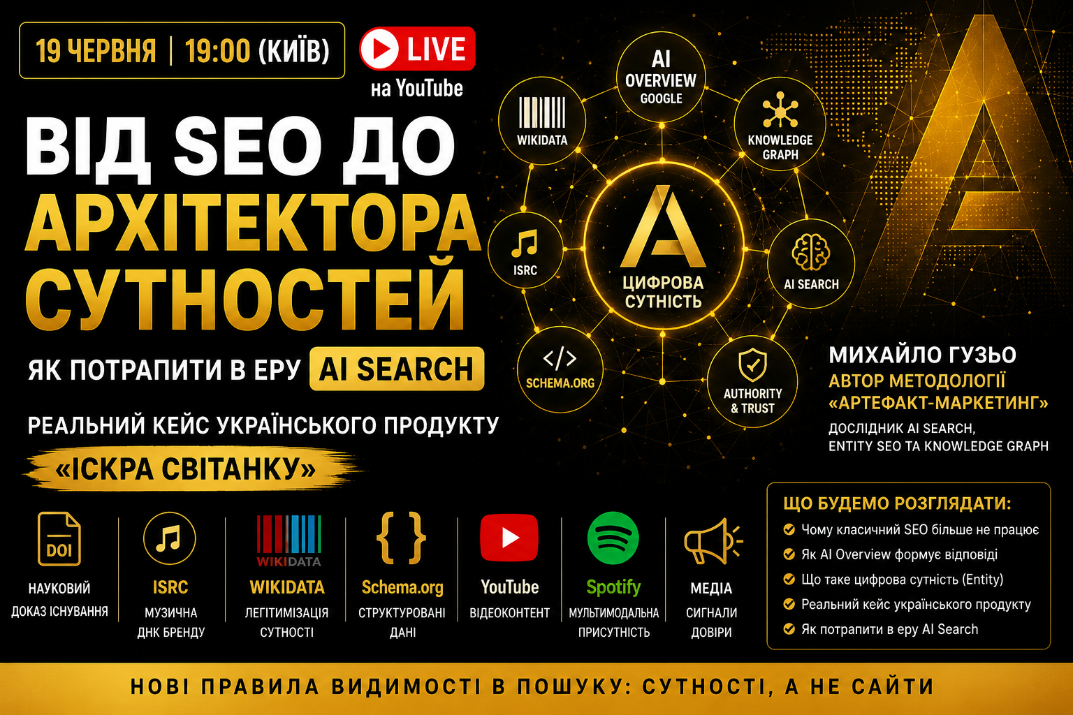 Вебінар «Від SEO до Архітектора Сутностей»: реальний кейс побудови цифрової сутності та Knowledge Graph для AI Search